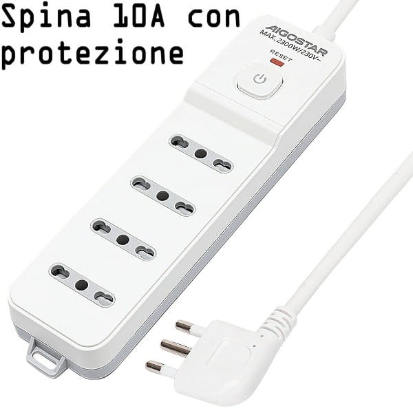 Multipresa 4 posti bipasso cavo 3x1mm 10/16A con protezione