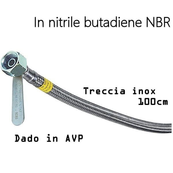 Flessibile gas bombola F/F SX 100cm treccia inox